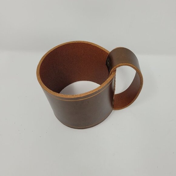 Colored Red Leather Goods Handmade in Colorado leather cup sleeve with handle - Picture 7 of 9